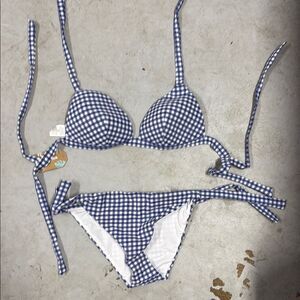 Calzadona Blue and White Gingham Bikini Set BRAND NEW - Tags Size Medium